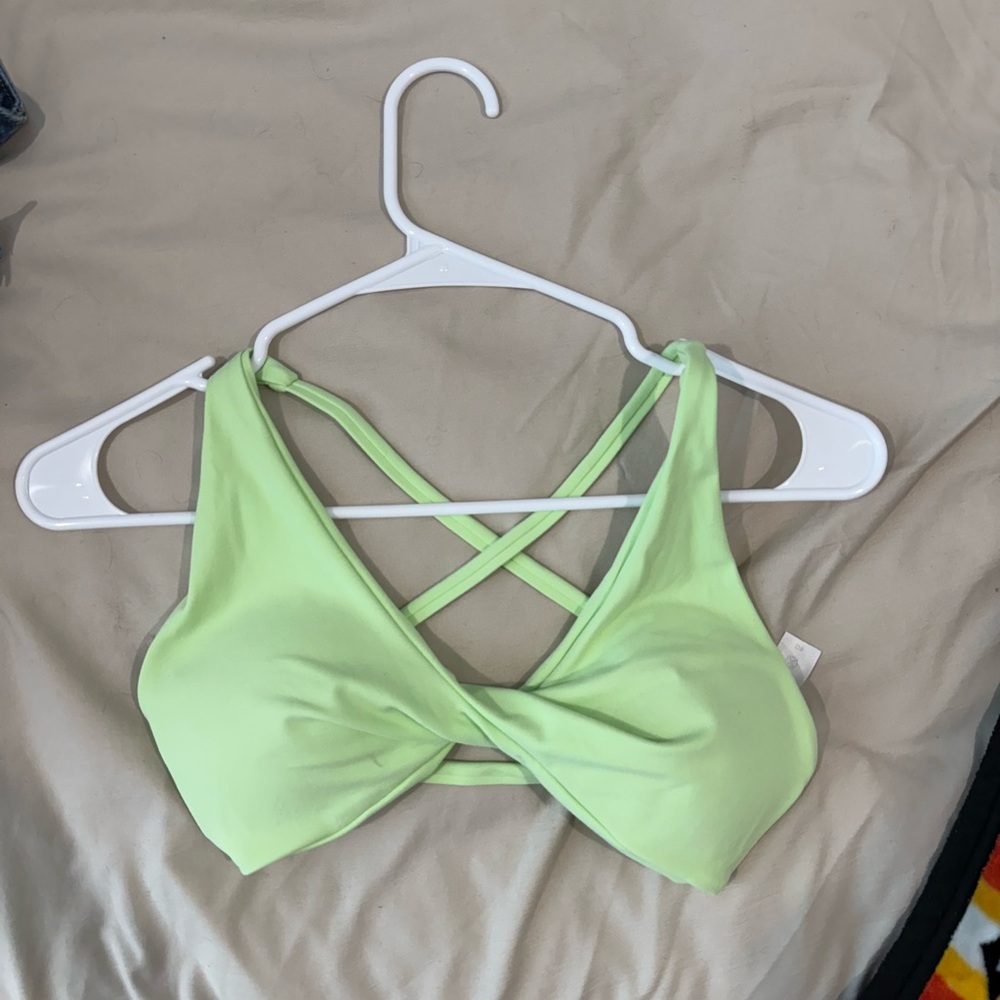 Lime Green Crisscross Sports Bra